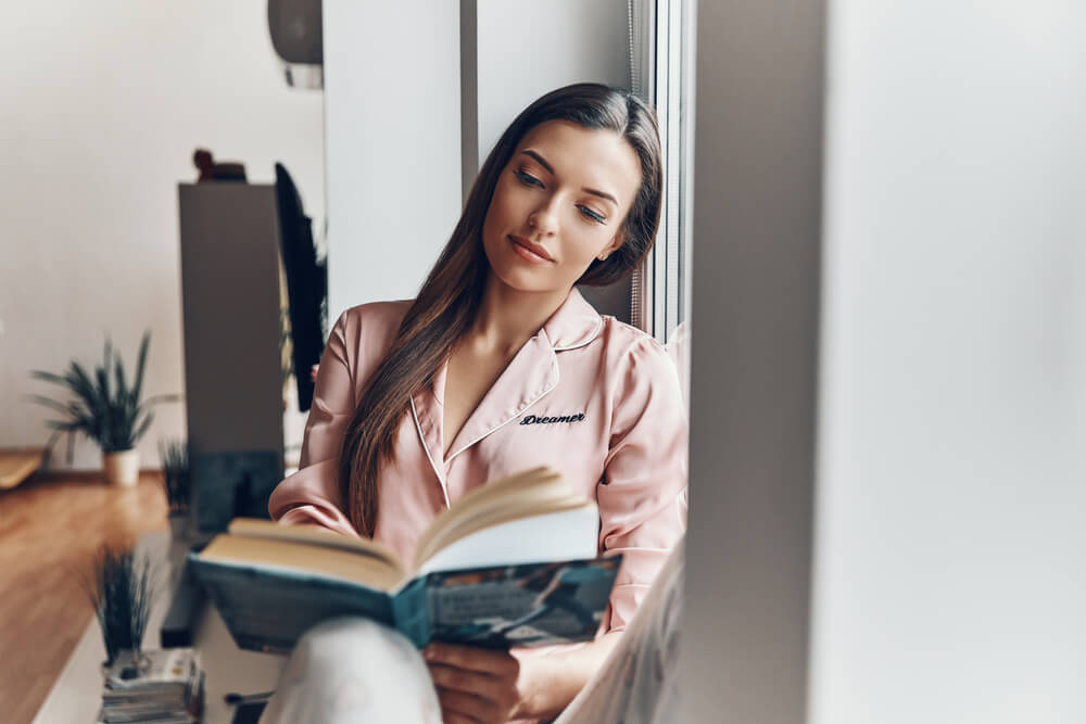 Woman reading book