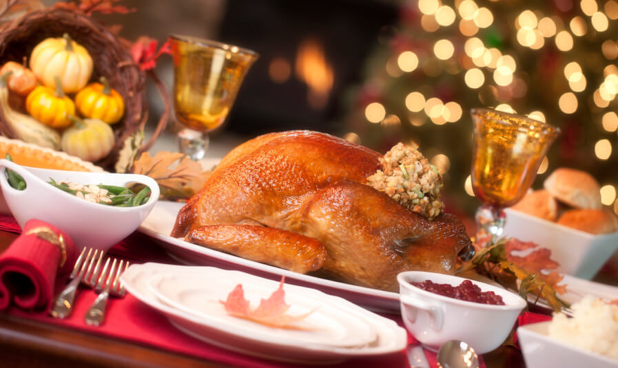 Roast turkey on table for Christmas