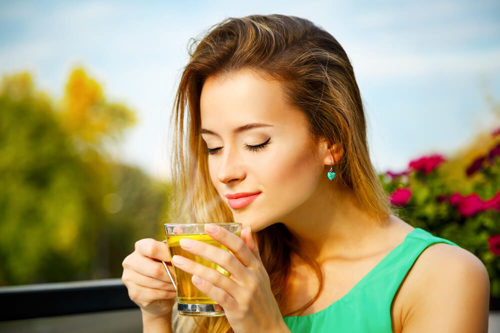 Woman enjoying a cup of tea