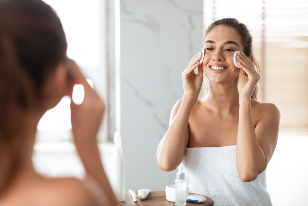 Woman following new year's skincare routine