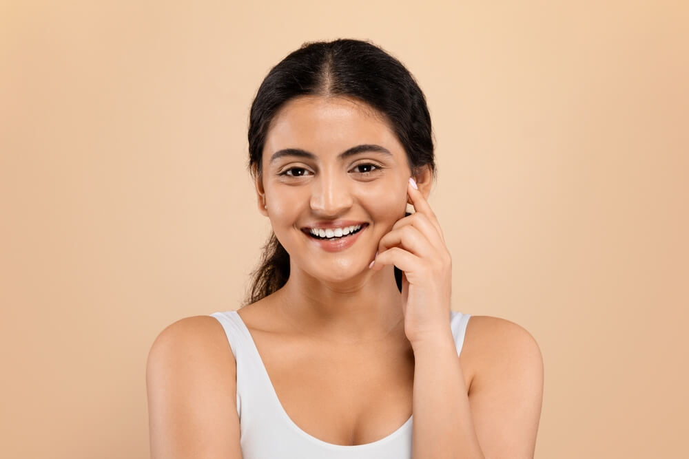 young woman skincare ingredients